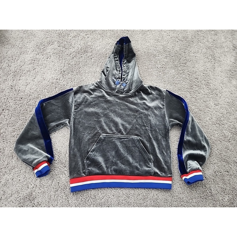 Moschino Cheap and Chic Hoodie Womens S Velvet Striped Panel Boxy Retro Y2k